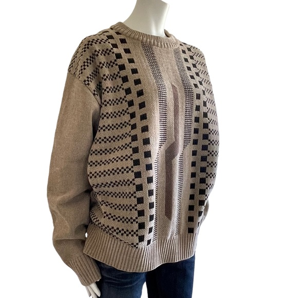 Vintage Oversized Slouchy Knit Crewneck Grandpa Dad Sweater Light Academia - Picture 2 of 8